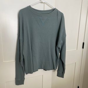 Abercrombie & Fitch Cropped Waffle Long Sleeve Tee